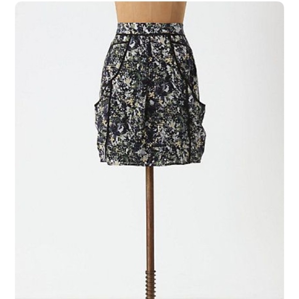 Anthropologie Lilu Silk Inked Marble Mini Skirt
